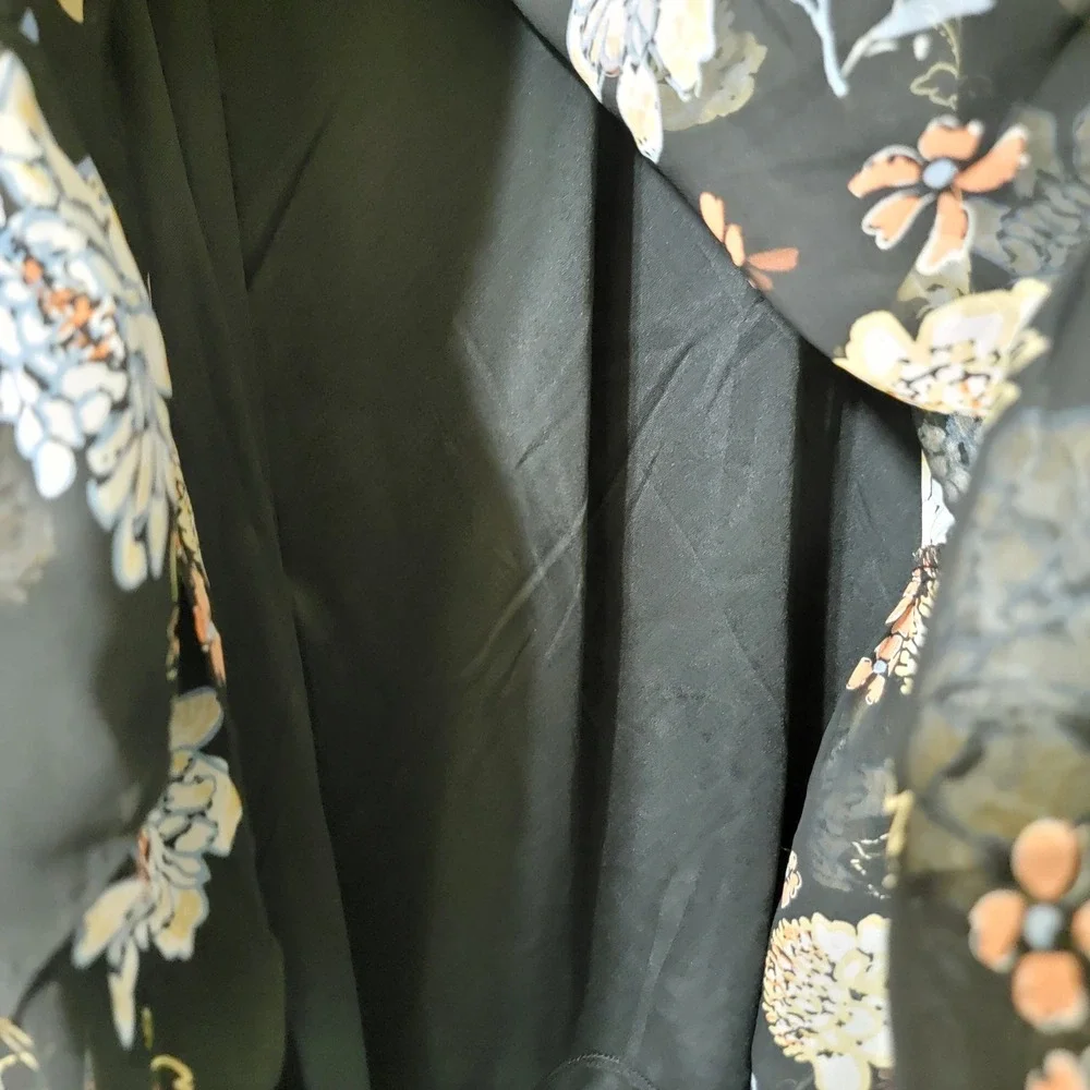 NEW Marc New York Andrew Marc Black Floral Ruffle Midi Skirt XL‎ Style M5MST283